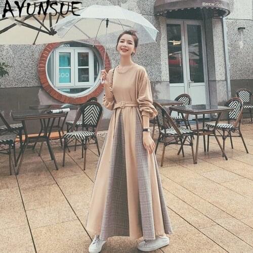 AYUNSUE Long Woman Dress Fashion Office Lady Dresses for Women Spring Autumn 2021 Slim Female High Waist Dress Kobieta Sukienka