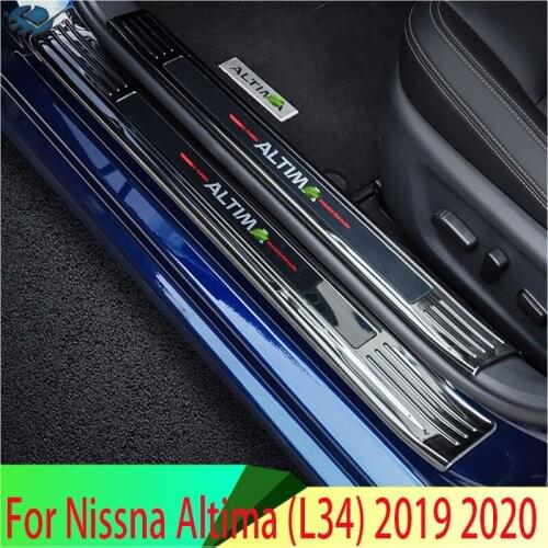 For Nissna Altima (L34) 2019 2020 Stainless Steel Inside Door Sill Panel Scuff Plate Kick Step Trim Cover Protector