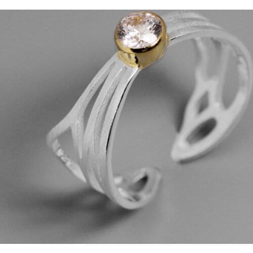 INATURE 925 Stering Silver Feather Angel Wings Open Ring for Women Fashion Jewelry