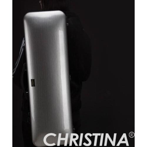 Italy Christina violin case High quality 4/4 violin carbon fiberglass silver color Violin accessories with two bows holders