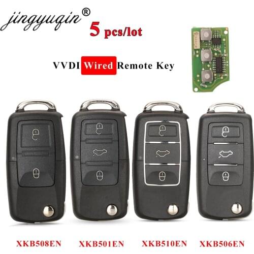 Jingyuqin 5pcs Xhorse XKB501EN Wire Remote Key 3Button Board For B5 Type Work for VVDI2/VVDI Key Tool/MIni Key Tool/Key Tool Max