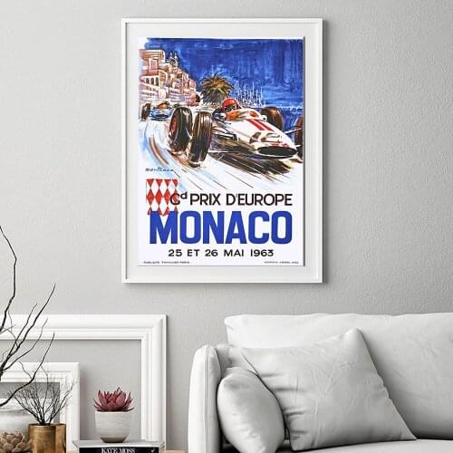 Formula One Grand Prix Monaco Retro Racing Canvas Painting Art Nordic Posters and Prints Wall Pictures for Living Room Decor