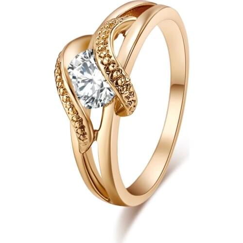 Women Ring Gold Color Finger Engagement Rings for Women Wedding Rings Austria Crystal Rings Weave anillos Body Jewelry Wholesale