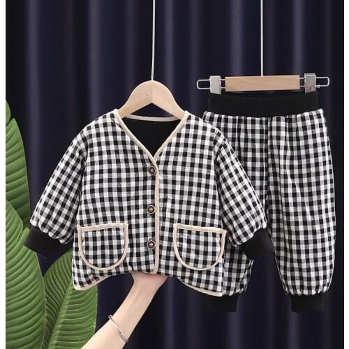 0-5 Year Autumn Winter Boy Girl Clothing Set 2021 New Fashion Solid Thicken Top+Pant Kid Children Baby Toddler Boy Girl Clothing