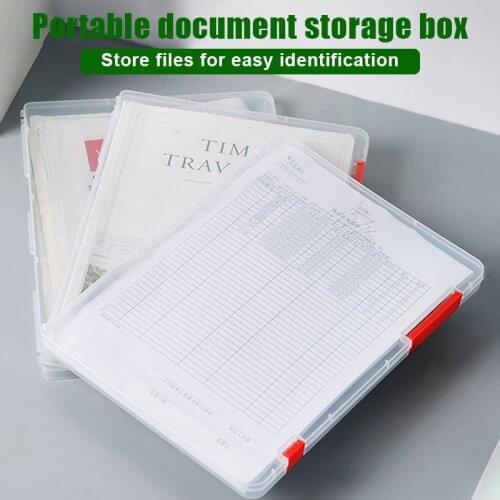 File Storage Box Transparent Plastic Document Case Portable Paper Organizers FKU66