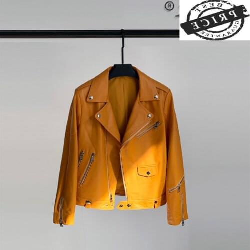 Genuine Leather Jacket Women Motorcycle Leather Coats 100% Sheepskin Coat Female Spring Autumn 2021 Mujer Chaqueta LW5aaa