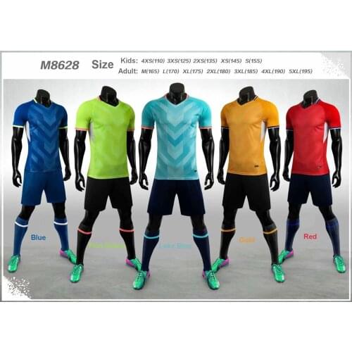 M8628 Blank 2019-2020 Adult Kids Soccer Jersey Set Football Kit Men Child Futbol Training Uniforms Set De Foot Team Customized
