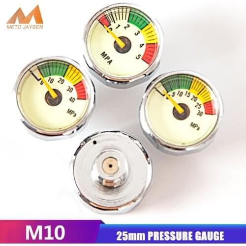 High Pressure Gauge 25mm M10x1 1 Inch Air Mini Manometre PCP Paintball Pump Scuba Diving Valve Gauge 5mpa 30mpa 40mpa