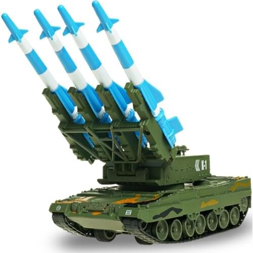 Alloy Tank Model Air Defense Missile Model Ornaments Alloy Rocket Gun Boy Simulation Gift Crawler Can Lunch Children Hobby Toys