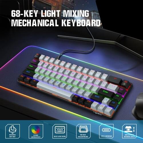 New V800 68-Key Mechanical Gaming keyboard RGB LED Backlight For PC Notebook