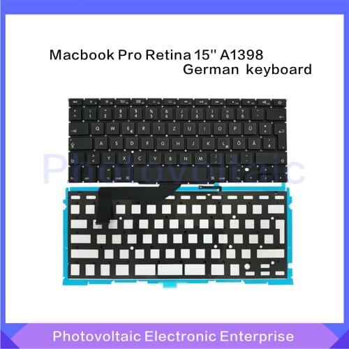New Germany German Keyboard + Backlight For Macbook Pro 15" Retina A1398 2012 2013 2014 2015