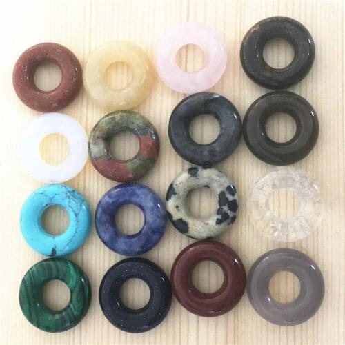 New 2018 20*6MM Synthesis&Natural Stone Necklace&Pendant Hollow Circle Roses Quartz Topazs Reiki Healing Women Men Jewelry 10PCS