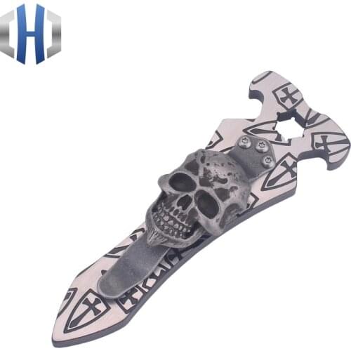 Titanium Steel Fire Screwdriver Opener With EDC Outdoor Gadgets Skull Shield Key Chain Mens Gift Tools