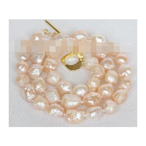 Natural bleb Baroque 17" 9-10mm pink Reborn keshi pearls necklace j10561