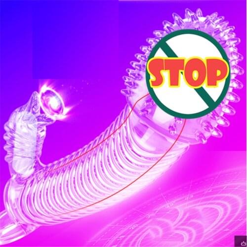 Penis Enlargement Vibrator Penis Pump Vibrator Sex Toys Men Condoms Penis Extender Stretcher Cock Enlargement Silicone Sleeve