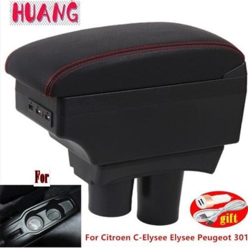 For citroen Celysse Armrest For Citroen c-elysee Car Armrest box 2013 2014 2015 2016 Retrofit parts Interior Storage box USB LED
