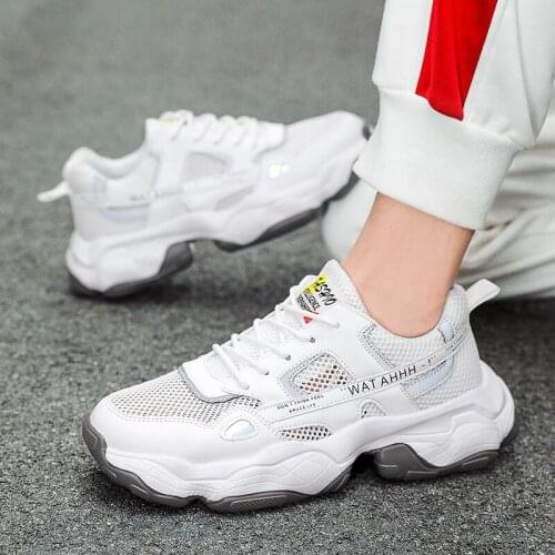 Causal zapatos mesh knitting sport Sneakers for sneaker para white solid Casual Sneaker breathable sneakers hombre mens Light s