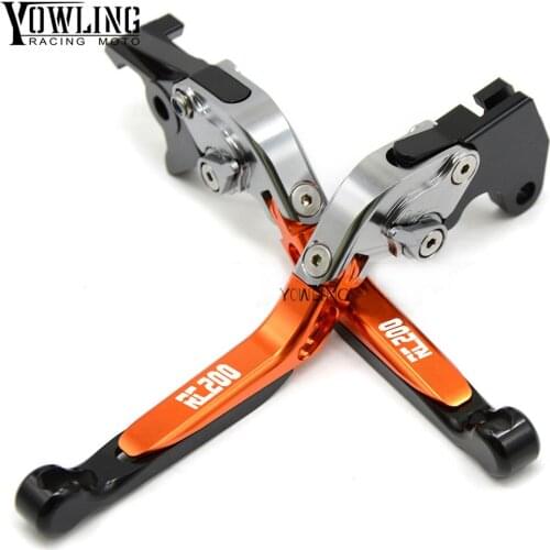 With laser logo RC200 Motorcycle Adjustable Brakes Clutch Levers Orange For RC 200 RC200 2014 2015 2016 2017 2018 2019