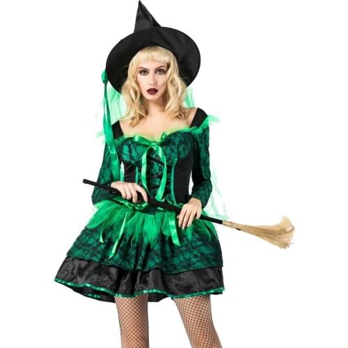 Sexy Witch Costume Women Magic Moment Costume sexy Adult Witch Halloween Costume Fancy Dress with Hat Cosplay Costume