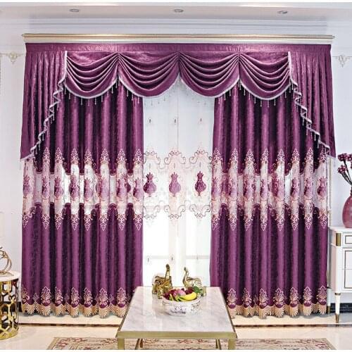Curtain for living dining room bedroom Luxury European style embroidered living room bedroom curtain customization Included