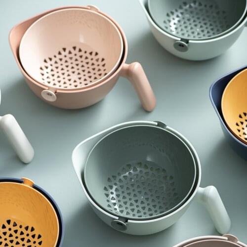 Washing Basin Draining Basket Vegetable Washing Device Artifact Fruit Washing Basket Living Room Home Storage Basket Kitchen