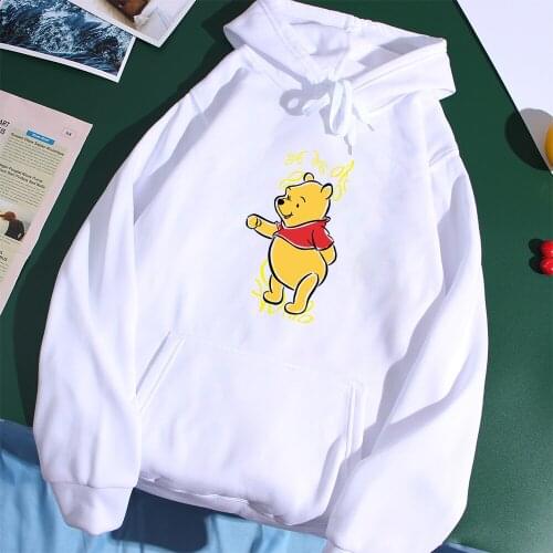 Disney Cartoon Winnie the Pooh Hoodies 2021 Autumn Casual Clothes Oversized Kawaii Mens Clothing Harajuku Warm Mens Sweatshirts