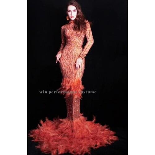 Sparkly Feathers Mermaid Evening Dresses Long Sequined Sparkly Sequin Gowns Party Vestidos Largos Fiesta Dress Formal