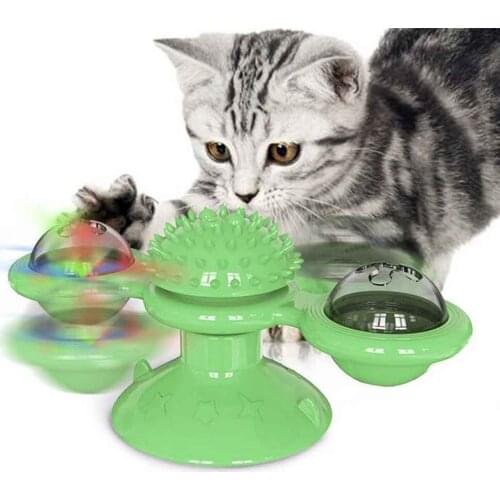 Windmill Cat Toy Turntable Teasing Interactive Cat Toys Interactive with Catnip Cat Scratching Tickle Pet Ball Toys Cat Supplies