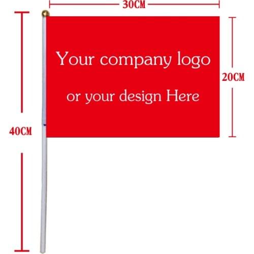Free shipping xvggdg Custom Hand Flag 20+30 cm Shaking Flag print buyers logo 50 pcs/lot