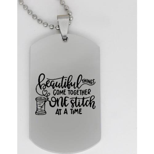 Ufine jewelry girl gift pendant army card Beautiful Things Come Together One Stitch at a stainless steel customed necklace N4317