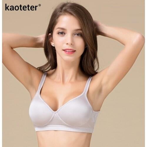 100% Pure Silk Womens Bras Women Wire Free 3/4 Cup Solid Female Black Bra Breasts Close Woman Underwear 2 styles 6 colors