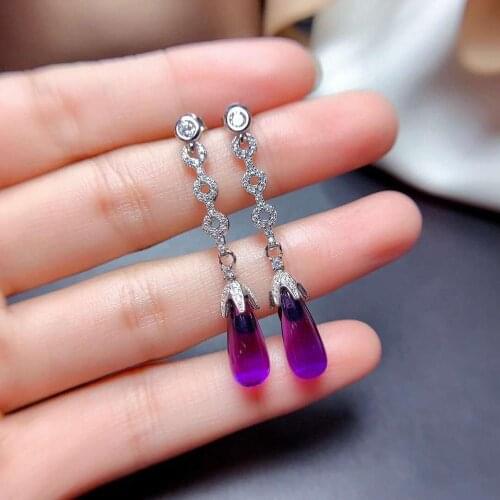High-quality Amethyst Gemstone Earrings S925 Silver Fine Fashion Charming Jewelry For Women Free Shipping MeibaPJ FS