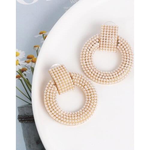 FASHIONSNOOPS New Arrivals Simulated Pearl Drop Earrings For Women ZA Dangle Earrings 2019 Crystal Female Statement Jewelry Gift