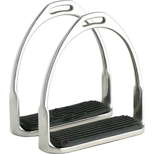 1 Pair Stainless Horse Stirrup Equestrian Stirrups Horse Racing Equipment Anti-slip Rubber Treads