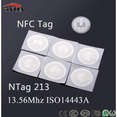 100pcs/Lot Ntag213 NFC TAG Sticker 13.56MHz ISO14443A NTAG 213 NFC tag Universal Lable for all NFC enabled phones