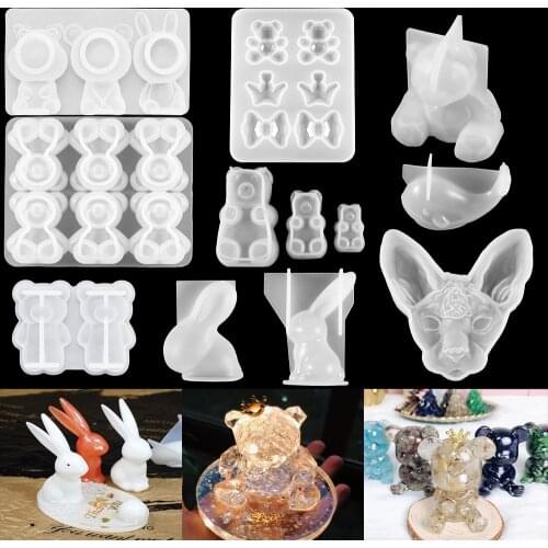 18 Types 3D Animal Silicone Mold Cartoon Gummy Bear Rabbit Whale Shape Epoxy Resin Molds For DIY Crafts Keychain Jewelry Making