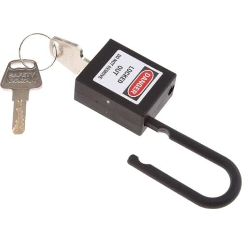2 Pcs Heavy Duty Safety Padlock Lockout Tagout Lock with Insulated Shackle Keyed Different, 90mm Black