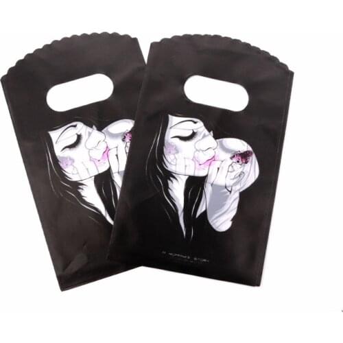 2019 New Design Wholesale 50pcs/lot 9*15cm High Quality White black girl Small Present jewelry Packaging Bags Plastic Gift Bags