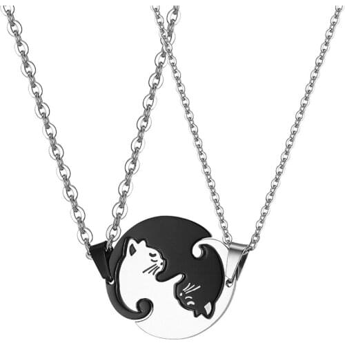 2020 Couples Hot Fashion necklace For Women Cat Suspension jewelry Beauty Black Silver Color Lovers Bijoux Femme Men Necklaces