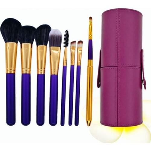 8pcs/barrel professional soft synthetic hair 8pcsmakeup kits puper wood handle cosmetic brush set with mascara wands