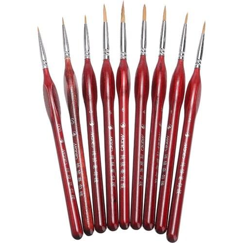9pcs 000~6 Sable Detail Art Nail Drawing Brush Miniature Gel Carving Paint Brush Set DIY Nail Painting Tool Set