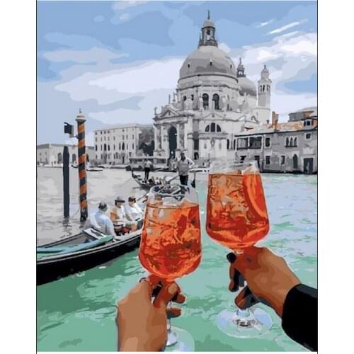 Acrylic Paint By Number Cheers Coloring Drawing Landscape DIY Kits For Adults Oil Picture Frame Canvas Painting By Number Decor