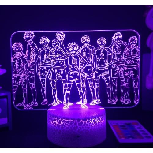Anime Haikyuu!! 3D LED Nightlight Karasuno Team Figure Lamp for Bedroom Decor Kids Child Birthday Gift Karasuno Group 3d Lamp