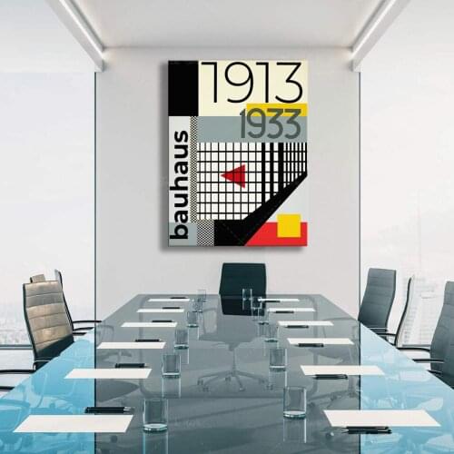 Bauhaus Exhibition1913-1933 Poster Mid Century Modern Retro Yellow Wall Art Print Living Room Decoration