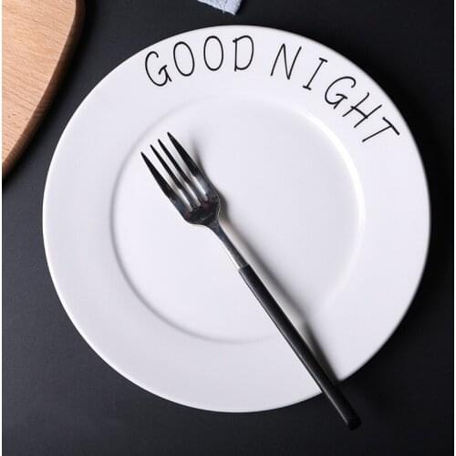 Dish Food Plate Ceramic Round Tray Cake Food Tableware Dinner Plate Salad Fruit Plate