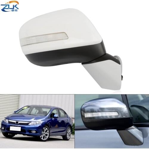ZUK Left Right Exterior Rearview Side Mirror Assy For HONDA CIVIC FB2 FB3 2012 2013 2014 2015 5-PINS With LED Turn Signal Lamp