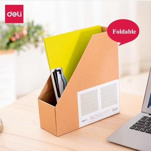Deli 78984 Kraft Paper Frame Document tray file tray Home Office Data Receiving Box Foldable Data Box Two Colours Foldable