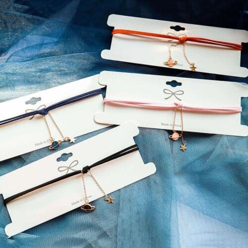 Harajuku Cute Planet Universe Star Pendant Choker Necklaces Collar for Women Fashion Korean Leather Rope Cosplay Jewelry FSN11