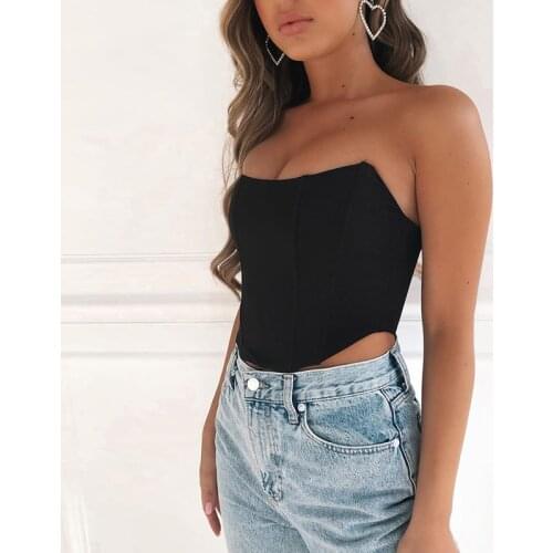 2020 hirigin New Women Camis Strapless Tops Sexy Solid Bra Summer Sleeveless Elastic Boob Bandeau Crop Tops Solid Women Camis