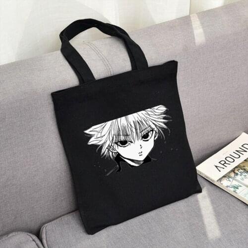 Anime Fashion Canvas Bag Shopper Black Harajuku Top Goth Tote Large Capacity Womens Bags Eco Vintage Handbag Shoulder Bag Men